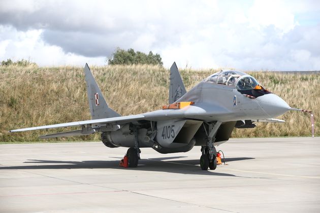 ポーランド政府が配備しているミグ29戦闘機（2021年8月撮影）