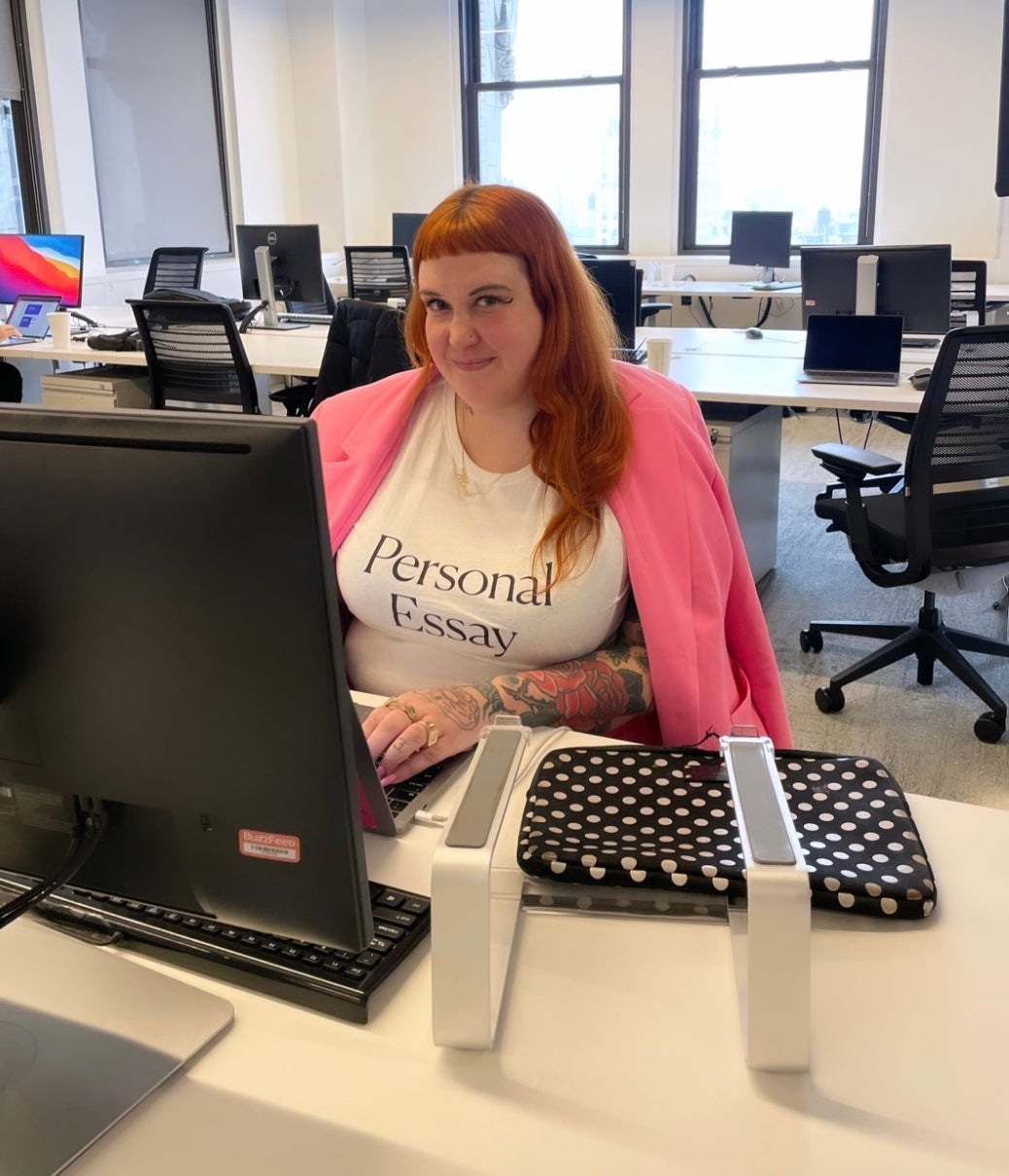 The author at her office. 