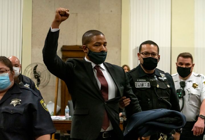 Jussie Smollett is led out of the courtroom after being sentenced.