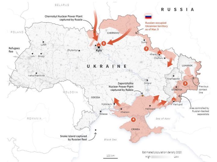 Παρακολούθηση της ρωσικής εισβολής στην Ουκρανία - Χάρτης συγκρούσεων στην Ουκρανία