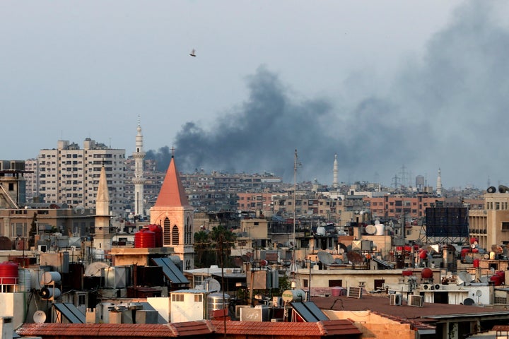 Smoke rises from heavy shelling in Damascus, Syria, where chemical weapons have allegedly been used repeatedly.