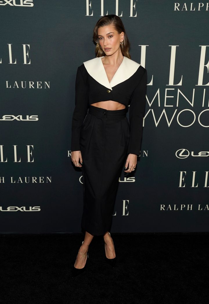 Hailey Bieber at the 27th annual ELLE Women in Hollywood celebration on Oct. 19, 2021, in Los Angeles.