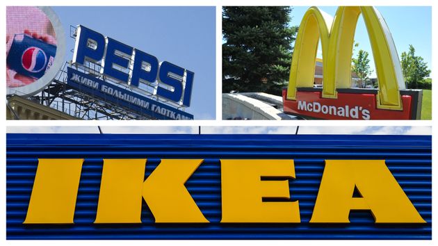マクドナルド、ペプシコ、IKEAのロゴ
