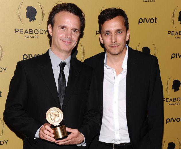 第74回ピーボディ賞の授賞式に出席した、クレイグ・ルノー氏（左）とブレント・ルノー氏（2015年5月31日撮影）
