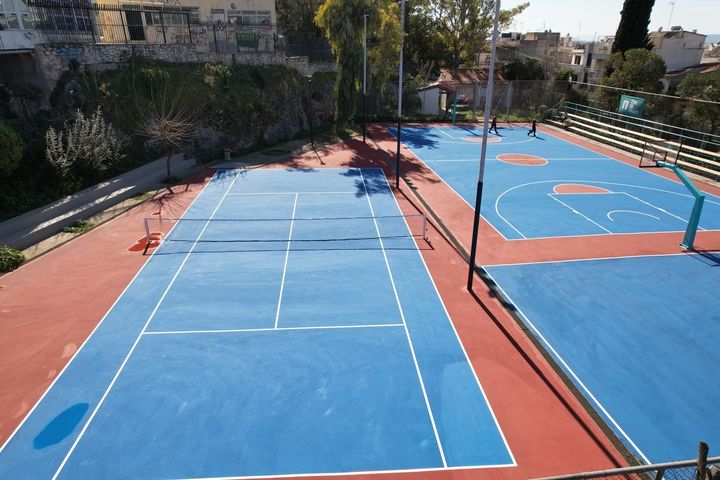 Εικόνα του νέου χώρου άθλησης στα Πετράλωνα με δωρεά Αντετοκούνμπο