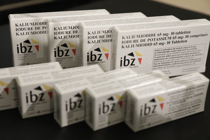 Tabletas de yodo, presentadas en el plan de emergencias nucleares de Bélgica, dado a conocer el pasado 6 de marzo.