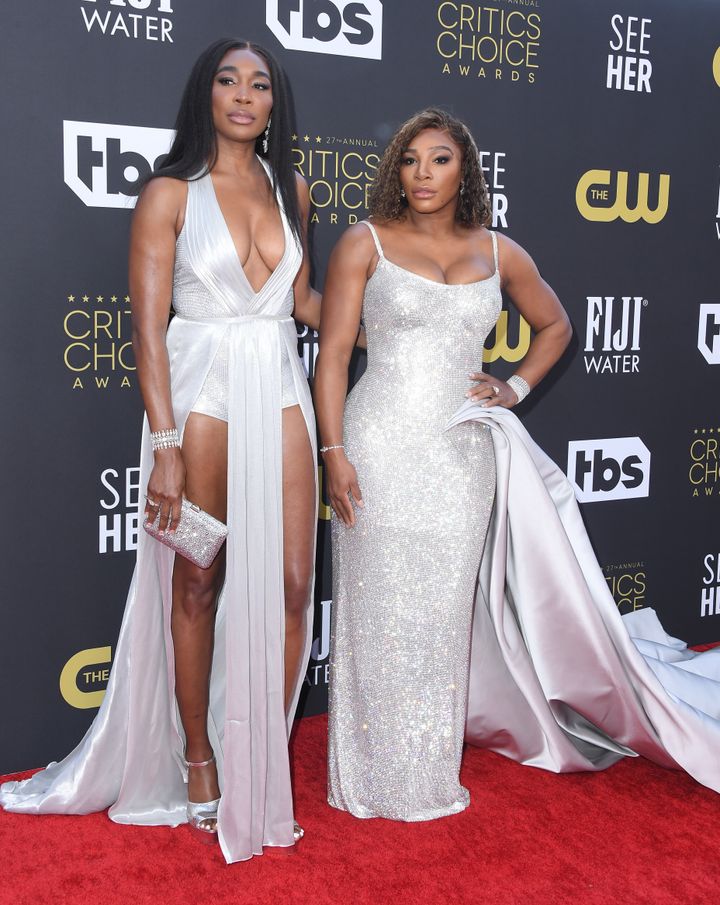 Venus Williams and Serena Williams arrive at the 27th Annual Critics Choice Awards at Fairmont Century Plaza on March 13 in Los Angeles.