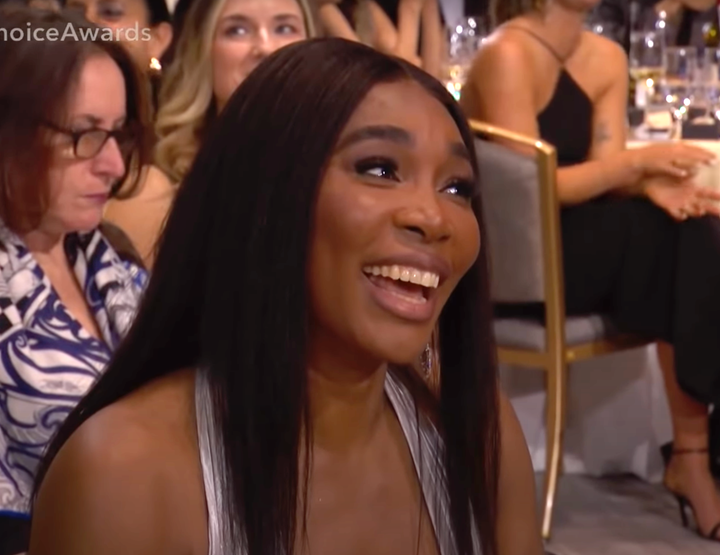 Venus Williams reacts to Jane Campion's acceptance speech at the Critics Choice Awards.