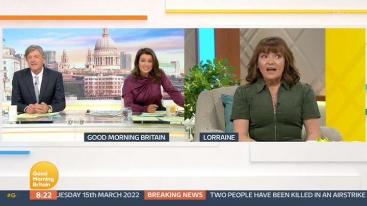 Lorraine chatting to the GMB team about "one of her favourite people" Matt Hancock