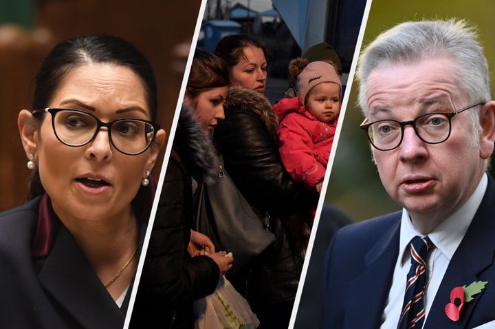 Home secretary Priti Patel, Ukrainian refugees and Levelling Up secretary Michael Gove