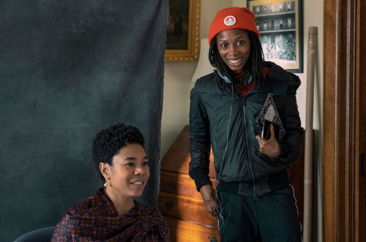 Regina Hall and Director Mariama Diallo on the set of "Master"