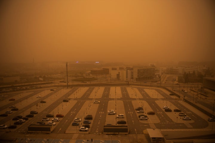 Saharan Dust colours the sky orange on March 15, 2022 in Granada, Spain.