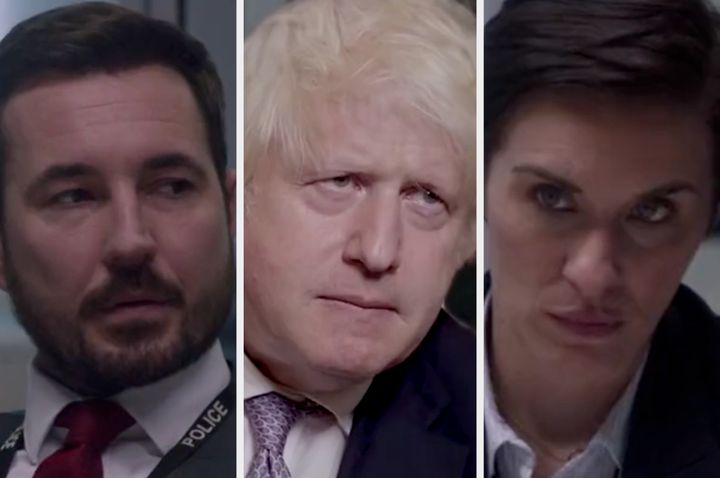Line of Duty stars appeared to interview the prime minister in the parody clip