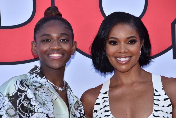 Zaya Wade (left) and Gabrielle Union at the "Cheaper by the Dozen" premiere in Los Angeles.