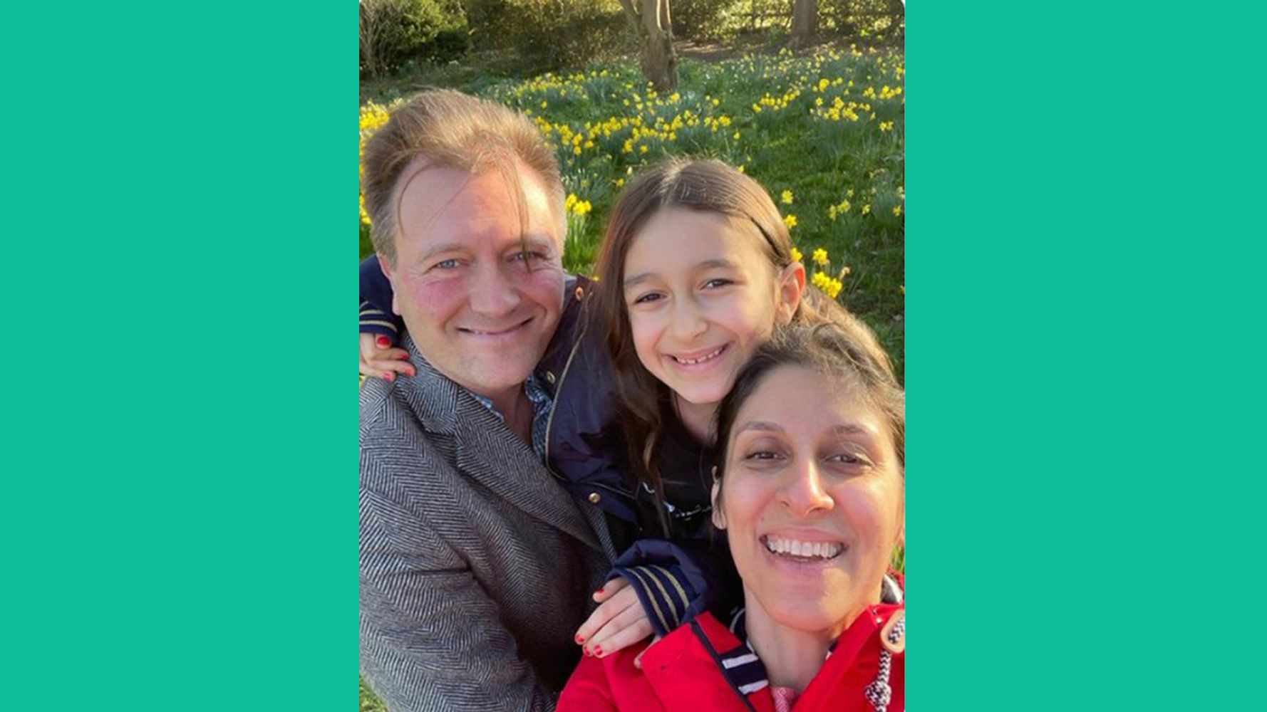 Nazanin Zaghari-Ratcliffe prend le “premier selfie familial” avec sa fille et son mari