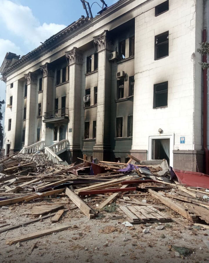 A view of the destroyed theatre hall which was used as a shelter by civilians after Russian bombardment in Mariupol, on March 18, 2022.