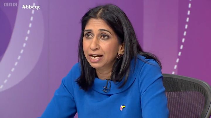 Suella Braverman, the attorney general, tried to defend the government's immigration policy on Question Time