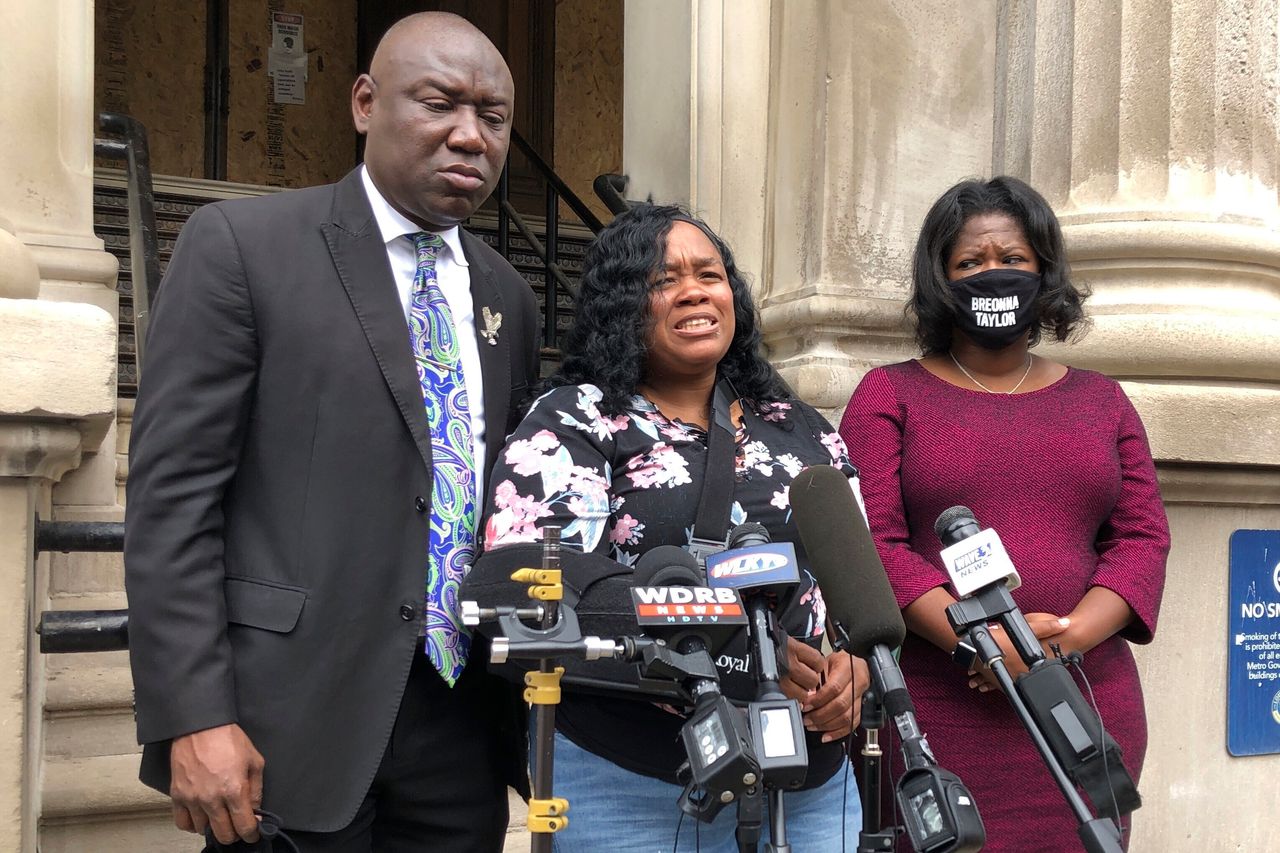 Tamika Palmer, the mother of Breonna Taylor, addresses the media in Louisville, Kentucky, on Aug. 13, 2020. Louisville agreed to pay Palmer several million dollars and institute police reforms as part of a settlement with Taylor’s family. 
