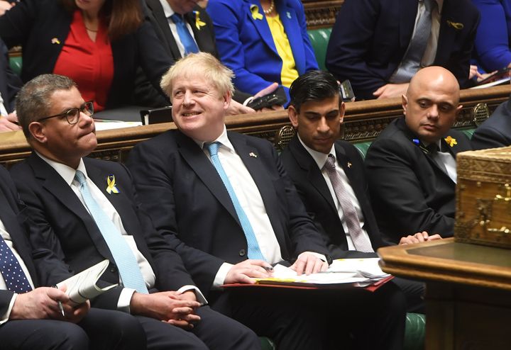 Boris Johnson and Rishi Sunak during prime minister's questions.
