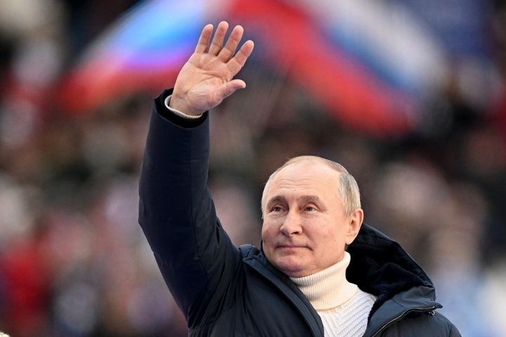 Russian President Vladimir Putin lavished praised on Russia forces at a huge rally in Moscow on Friday.
