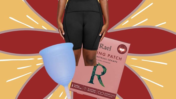 Exercise comfortably and worry-free with an active wear menstrual cup, period absorbing cycling shorts and long wearing heating pads that adhere to undergarments, not skin.
