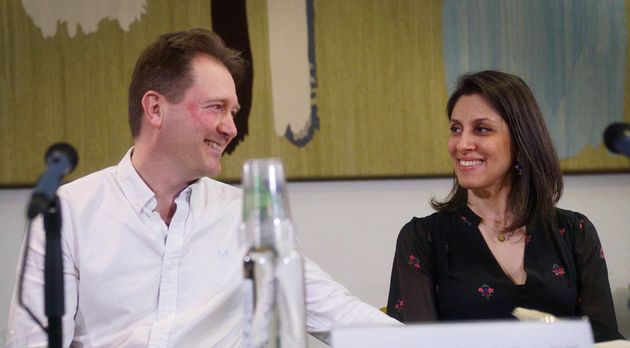 Nazanin Zaghari-Ratcliffe and Richard Ratcliffe during a press conference hosted by their local MP Tulip Siddiq.