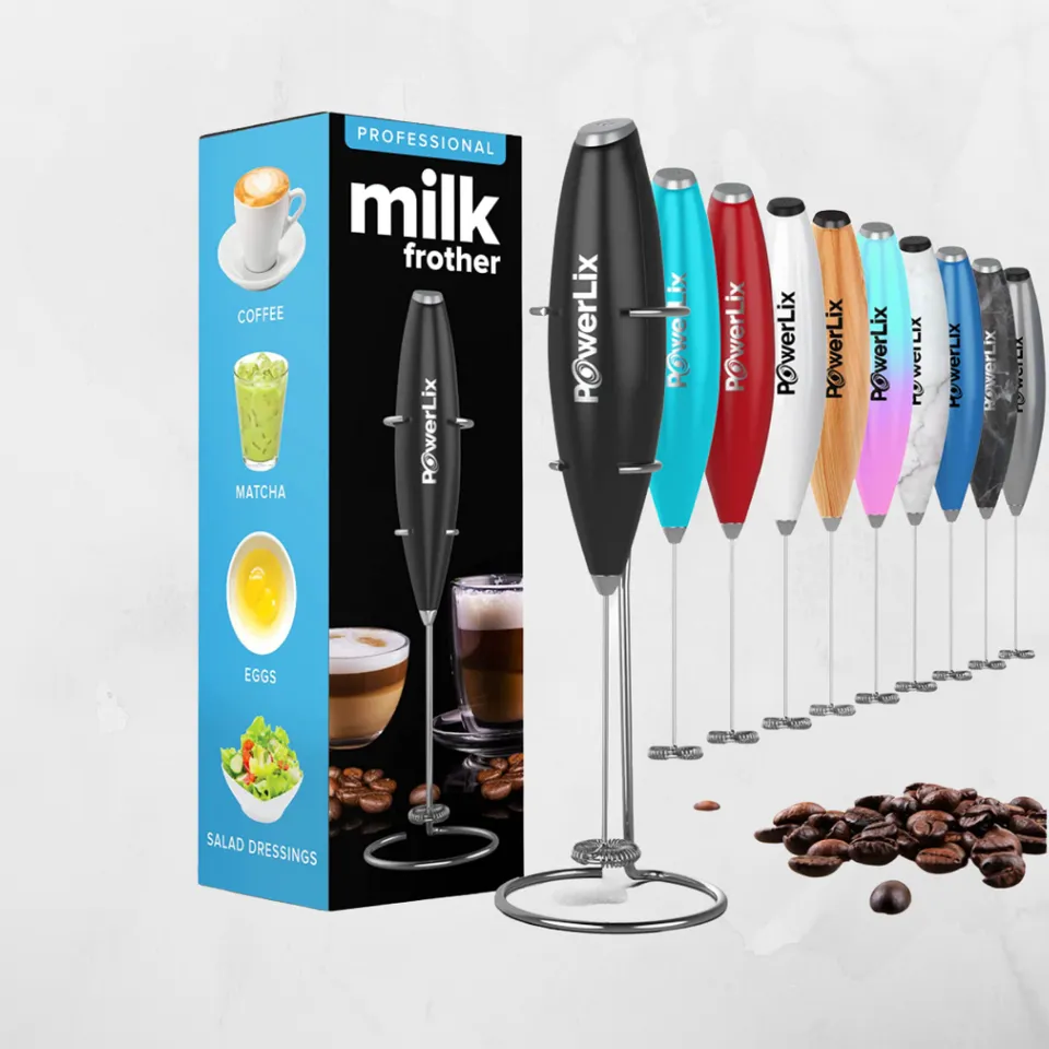 Milk Frother Set With Base Handheld Cappuccino Maker Coffee Foamer
