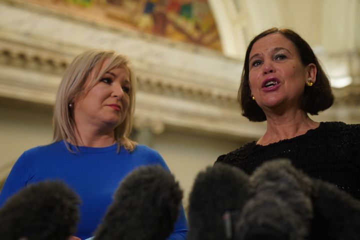 Sinn Fein President Mary Lou McDonald (right) and Vice President Michelle O'Neill