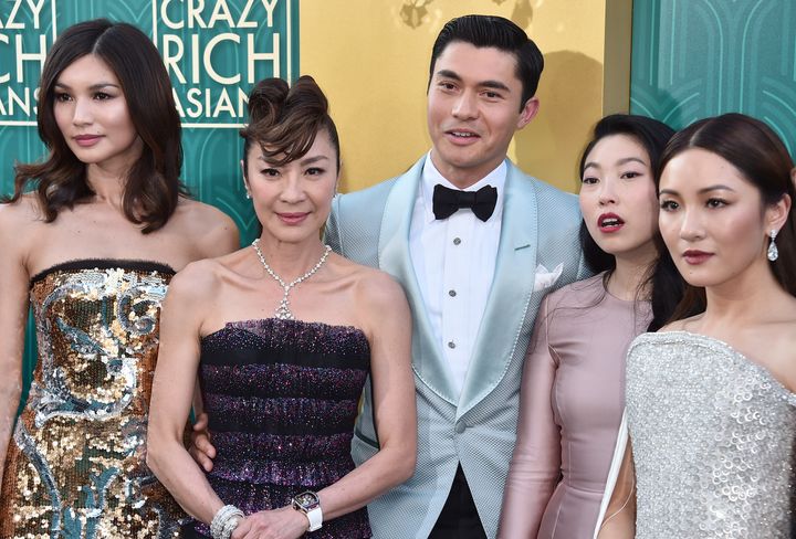 The cast of "Crazy Rich Asians" attends the film's premiere in Hollywood. 