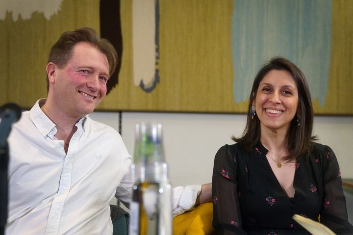 Nazanin Zaghari-Ratcliffe and Richard Ratcliffe during a press conference hosted by their local MP Tulip Siddiq.