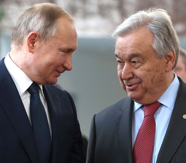 Putin y Guterres, juntos en un evento en 2020