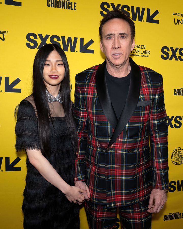 Nicolas Cage and wife Riko Shibata at the "Unbearable Weight of Massive Talent" premiere earlier this month.