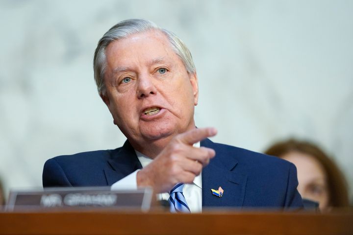 Sen. Lindsey Graham (R-S.C.) questions Supreme Court nominee Ketanji Brown Jackson during a Senate Judiciary Committee confirmation hearing Tuesday. Graham began his questioning by pressing the nominee on her religious faith.