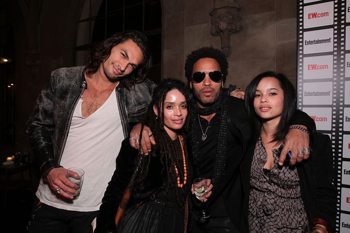 From left: Jason Momoa, Lisa Bonet, Lenny Kravitz and Zoe Kravitz at an Entertainment Weekly party in February 2010 in Los Angeles.
