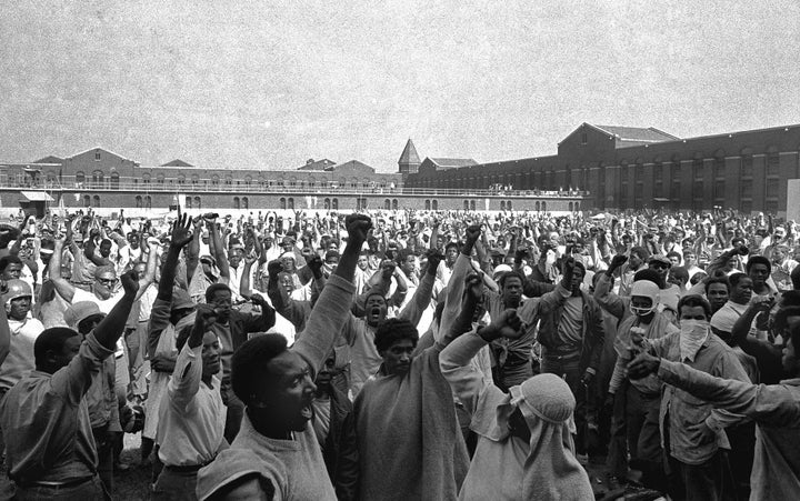Incarcerated men at Attica state prison in 1971.