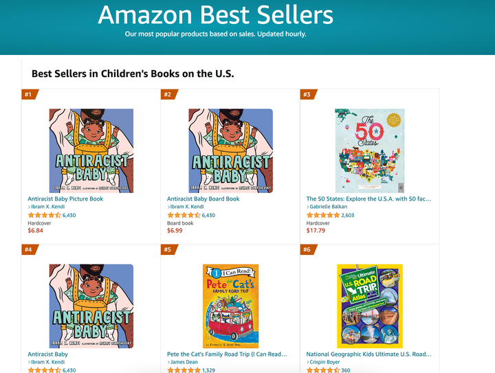 "Antiracist Baby" is currently the No. 1 bestselling children's book in the United States on Amazon's website.