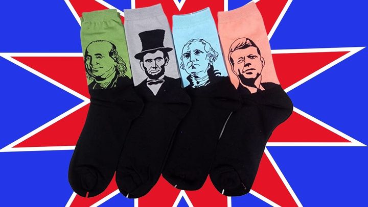 Get yourself a pair of these political statement socks featuring founding fathers, notable thinkers and former presidents from Amazon. 