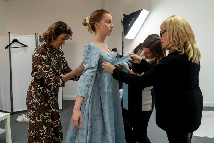 Phoebe Dynevor during a costume fitting 