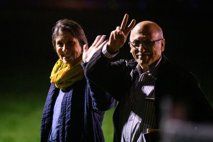 Nazanin Zaghari-Ratcliffe and Anoosheh Ashoori arrive at Brize Norton, Oxfordshire, after they was freed from detention by Iranian authorities.