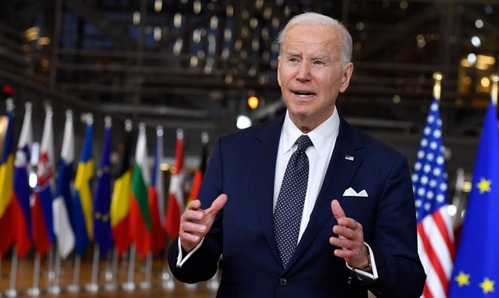 President Joe Biden, shown here arriving at a European Union summit Thursday in Brussels, has the power to close a loophole in the Violence Against Women Act, gun safety advocates say.