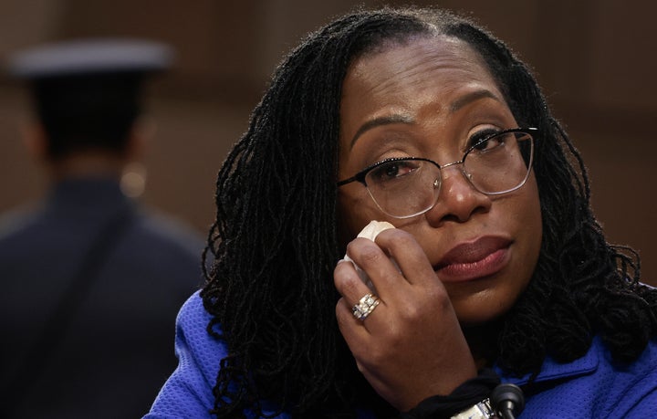 Supreme Court nominee Ketanji Brown Jackson had to wipe away tears during Sen. Cory Booker's (D-N.J.) emotional speech Wednesday.