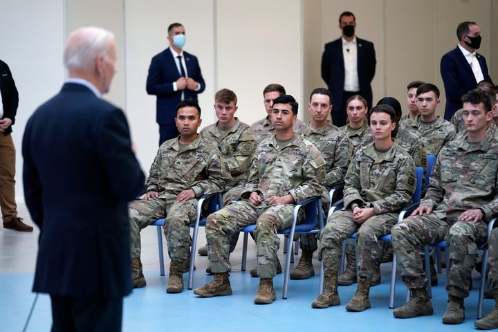 President Joe Biden visited U.S. troops sent near Poland’s border.