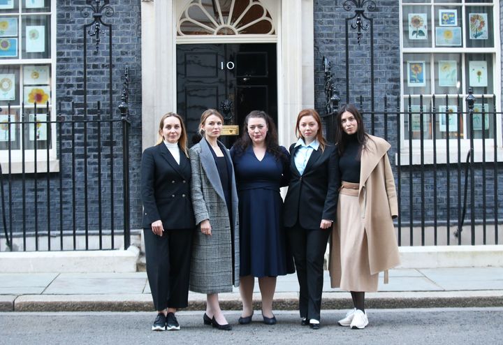 Four Ukrainian MPs arrive at Downing Street for talks with Prime Minister Boris Johnson. 