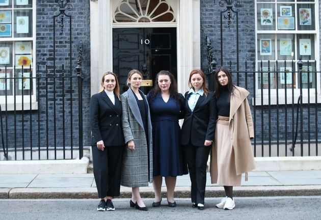 Four Ukrainian MPs arrive at Downing Street for talks with Prime Minister Boris Johnson. 