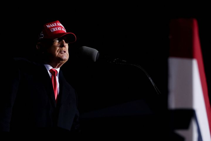 Former President Donald Trump is seen at a rally in Commerce, Georgia, on Saturday.