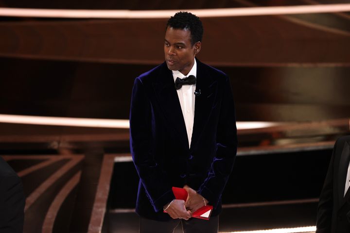 Chris Rock on stage during the Oscars