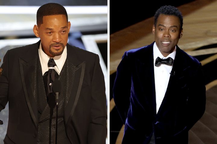 Will Smith and Chris Rock on stage at the Oscars