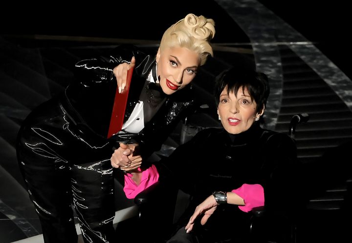 Lady Gaga and Liza Minnelli present the Oscar for Best Picture at the Academy Awards