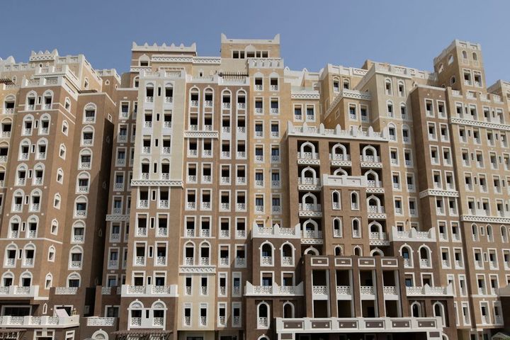 Φωτογραφία των κατοικιών στο Balqis Residence στο Palm Jumeirah στο Ντουμπάι, Ηνωμένα Αραβικά Εμιράτα, 25 Μαρτίου 2022.