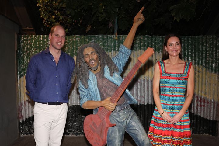 The Duke and Duchess of Cambridge visit the Trench Town Culture Yard Museum, where Bob Marley used to live, on day four of the Platinum Jubilee Royal Tour of the Caribbean on March 22 in Kingston, Jamaica.